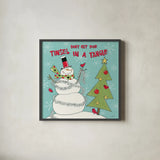 Snowman Sentiments II by Anne Tavoletti. Shown in a sleek black glass frame for a contemporary gallery look. Available as an archival giclee rolled canvas, fine art paper, or poster print. SKU 31820a.