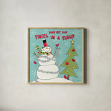 Snowman Sentiments II by Anne Tavoletti. Shown in a natural wood glass frame for a timeless modern aesthetic. Available as an archival giclee rolled canvas, fine art paper, or poster print. SKU 31820a.