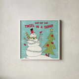 Snowman Sentiments II by Anne Tavoletti. Shown in a crisp white glass frame for a clean and minimalist style. Available as an archival giclee rolled canvas, fine art paper, or poster print. SKU 31820a.