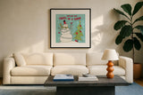 Snowman Sentiments II by Anne Tavoletti. Displayed in a glass frame with matte in a clean modern living room. Available as an archival giclee rolled canvas, fine art paper, or poster print. SKU 31820a.