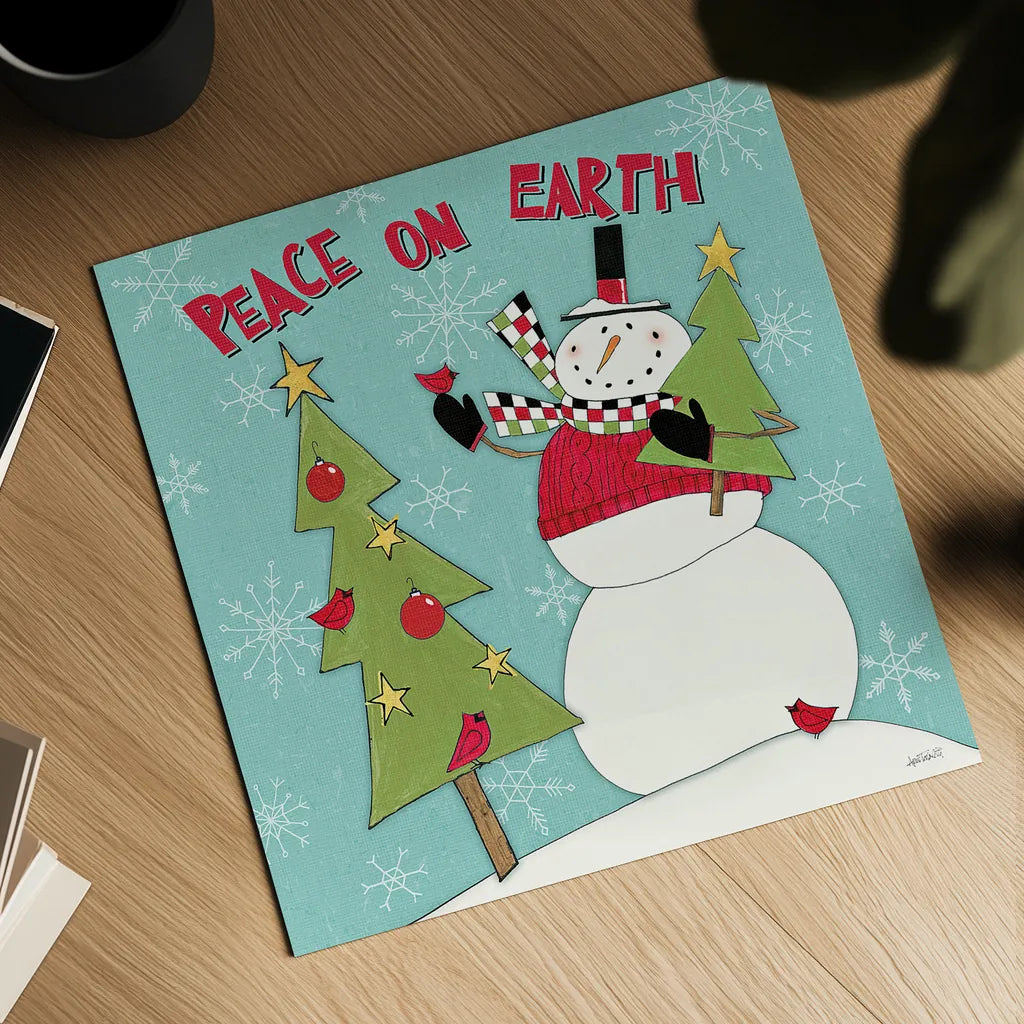 Snowman Sentiments III by Anne Tavoletti. Shown as a detailed flat fine art print, highlighting archival giclee quality. Available as an archival giclee rolled canvas, fine art paper, or poster print. SKU 31821a.