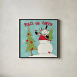 Snowman Sentiments III by Anne Tavoletti. Shown in a sleek black glass frame for a contemporary gallery look. Available as an archival giclee rolled canvas, fine art paper, or poster print. SKU 31821a.