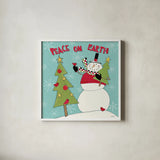 Snowman Sentiments III by Anne Tavoletti. Shown in a crisp white glass frame for a clean and minimalist style. Available as an archival giclee rolled canvas, fine art paper, or poster print. SKU 31821a.