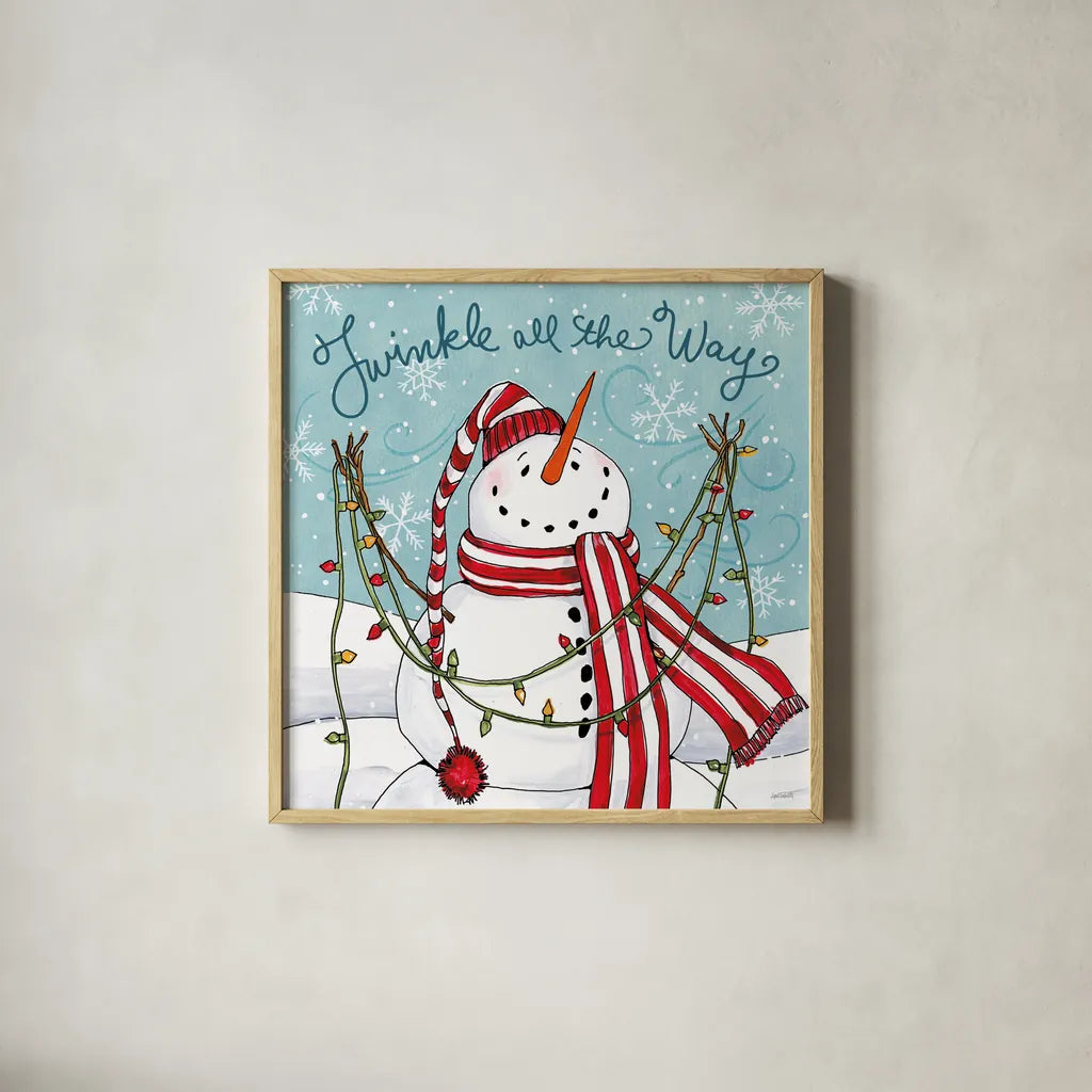 Snowplace Like Home II by Anne Tavoletti. Shown in a natural wood glass frame for a timeless modern aesthetic. Available as an archival giclee rolled canvas, fine art paper, or poster print. SKU 63649a.