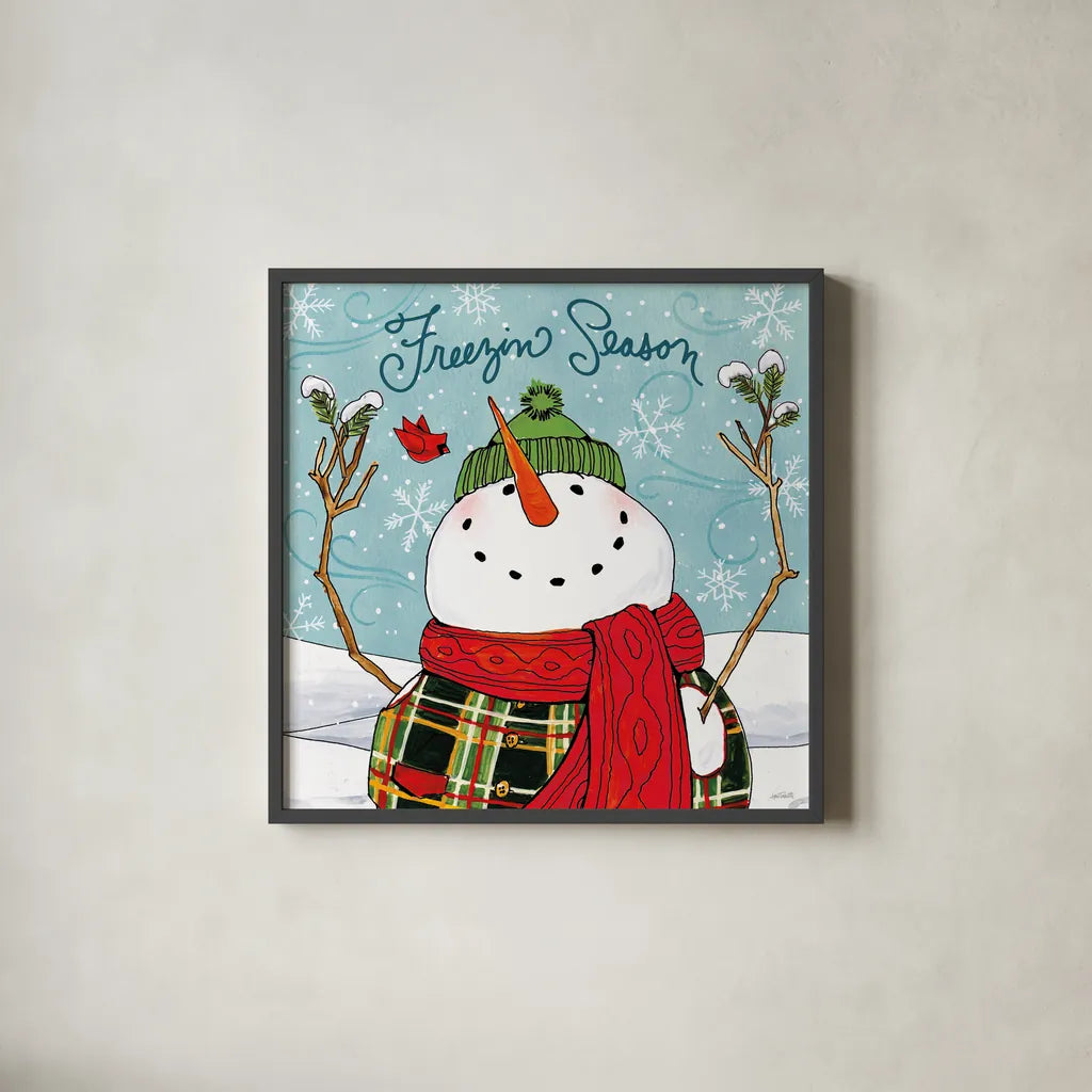 Snowplace Like Home III by Anne Tavoletti. Shown in a sleek black glass frame for a contemporary gallery look. Available as an archival giclee rolled canvas, fine art paper, or poster print. SKU 63650a.