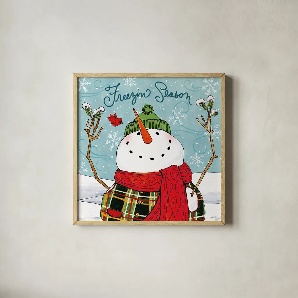 Snowplace Like Home III by Anne Tavoletti. Shown in a natural wood glass frame for a timeless modern aesthetic. Available as an archival giclee rolled canvas, fine art paper, or poster print. SKU 63650a.