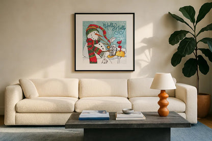 Snowplace Like Home IV by Anne Tavoletti. Displayed in a glass frame with matte in a clean modern living room. Available as an archival giclee rolled canvas, fine art paper, or poster print. SKU 63651a.