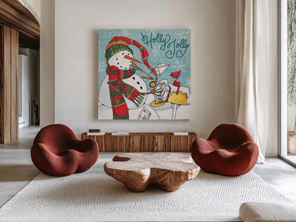 Snowplace Like Home IV by Anne Tavoletti. Shown as extra-large giant wall art in a modern living room. Available as an archival giclee rolled canvas, fine art paper, or poster print. SKU 63651a.