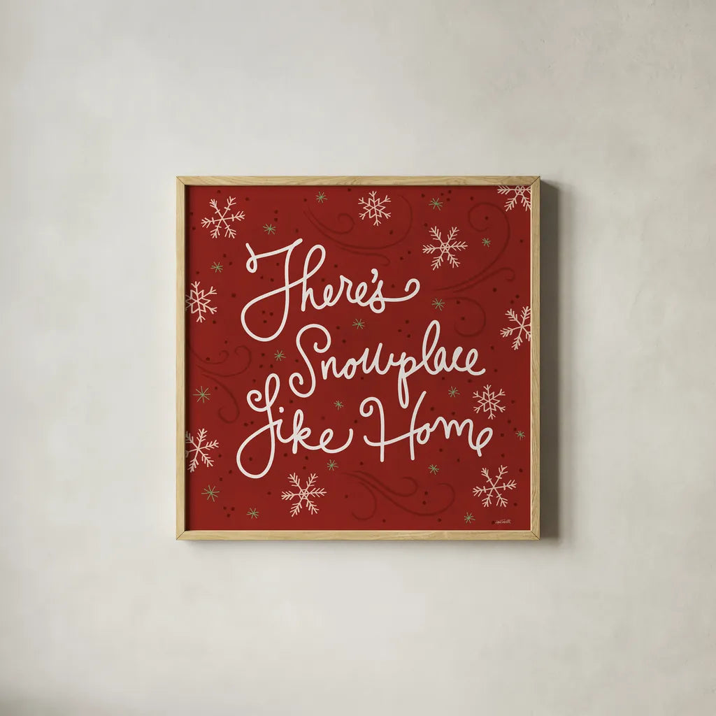 Snowplace Like Home IX by Anne Tavoletti. Shown in a natural wood glass frame for a timeless modern aesthetic. Available as an archival giclee rolled canvas, fine art paper, or poster print. SKU 63656a.