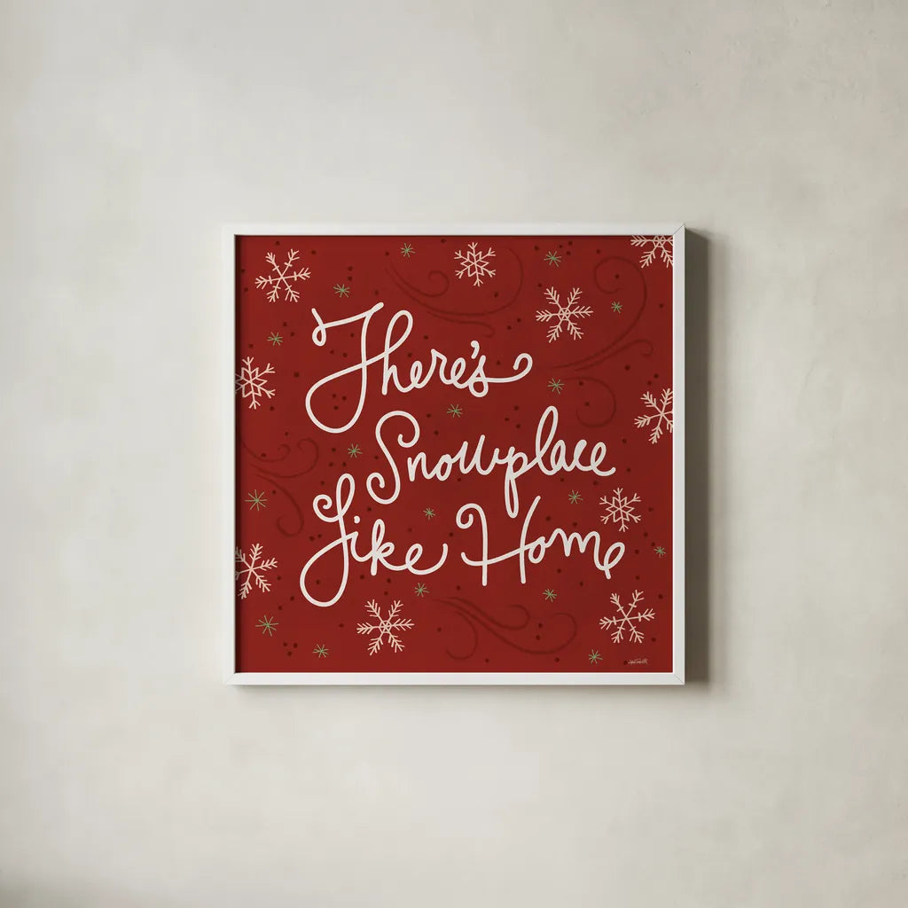 Snowplace Like Home IX by Anne Tavoletti. Shown in a crisp white glass frame for a clean and minimalist style. Available as an archival giclee rolled canvas, fine art paper, or poster print. SKU 63656a.