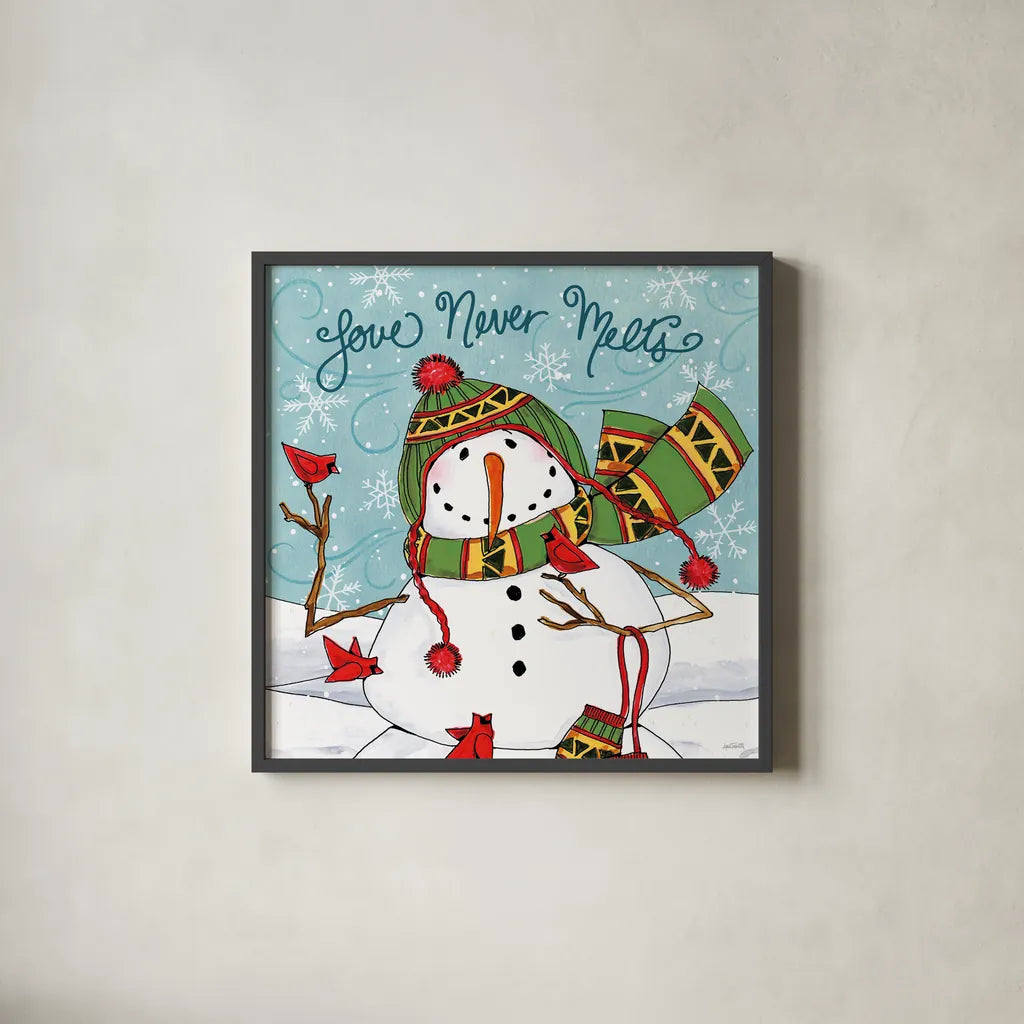 Snowplace Like Home V by Anne Tavoletti. Shown in a sleek black glass frame for a contemporary gallery look. Available as an archival giclee rolled canvas, fine art paper, or poster print. SKU 63652a.