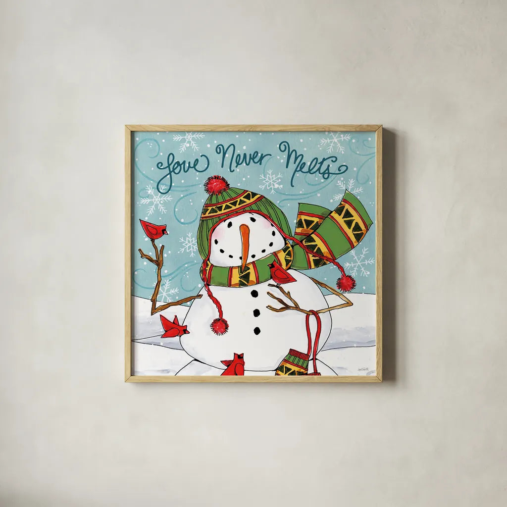 Snowplace Like Home V by Anne Tavoletti. Shown in a natural wood glass frame for a timeless modern aesthetic. Available as an archival giclee rolled canvas, fine art paper, or poster print. SKU 63652a.