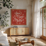 Snowplace Like Home VI by Anne Tavoletti. Shown in a natural wood frame in a cozy modern living room. Available as an archival giclee rolled canvas, fine art paper, or poster print. SKU 63653a.