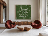 Snowplace Like Home VII by Anne Tavoletti. Shown as extra-large giant wall art in a modern living room. Available as an archival giclee rolled canvas, fine art paper, or poster print. SKU 63654a.