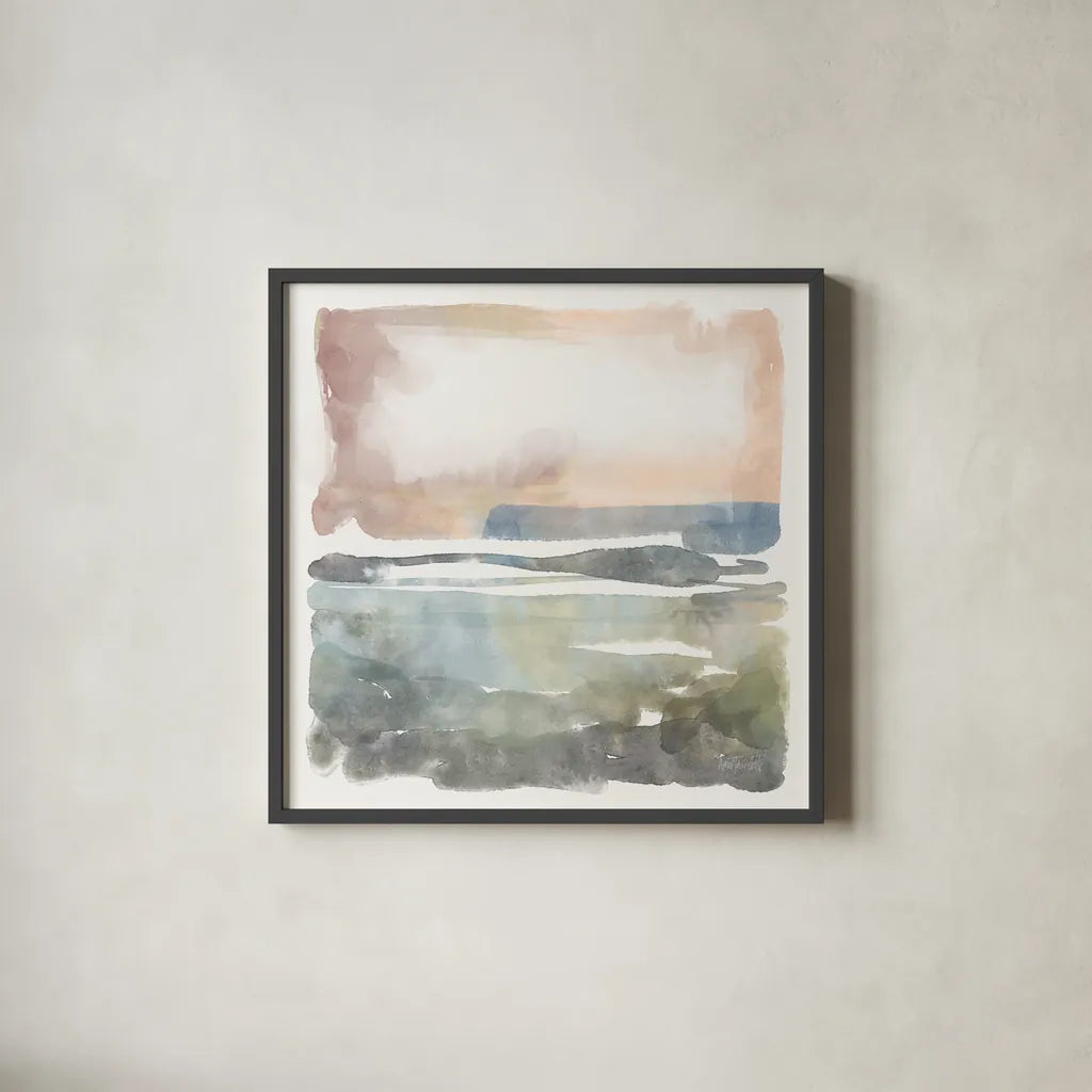 Soft Abstract by Anne Tavoletti. Shown in a sleek black glass frame for a contemporary gallery look. Available as an archival giclee rolled canvas, fine art paper, or poster print. SKU 97374a.