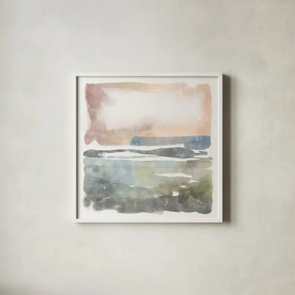 Soft Abstract by Anne Tavoletti. Shown in a crisp white glass frame for a clean and minimalist style. Available as an archival giclee rolled canvas, fine art paper, or poster print. SKU 97374a.