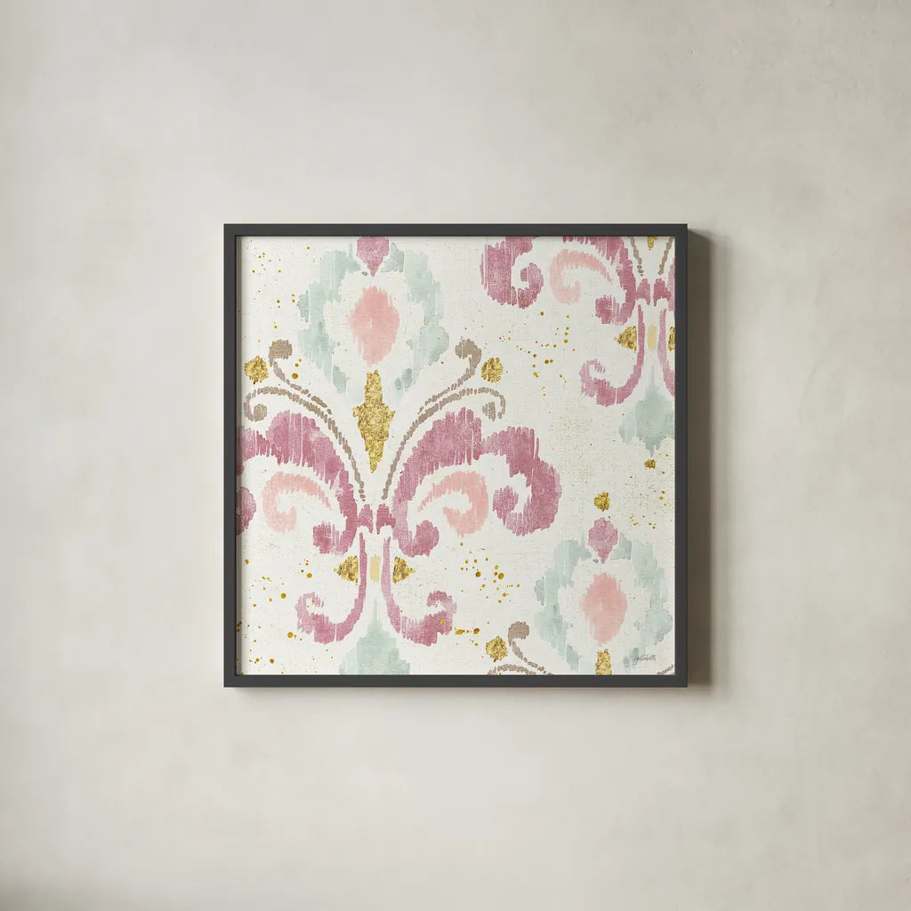 Soft Deco I by Anne Tavoletti. Shown in a sleek black glass frame for a contemporary gallery look. Available as an archival giclee rolled canvas, fine art paper, or poster print. SKU 33723a.