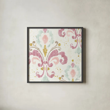 Soft Deco I by Anne Tavoletti. Shown in a sleek black glass frame for a contemporary gallery look. Available as an archival giclee rolled canvas, fine art paper, or poster print. SKU 33723a.