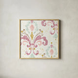 Soft Deco I by Anne Tavoletti. Shown in a natural wood glass frame for a timeless modern aesthetic. Available as an archival giclee rolled canvas, fine art paper, or poster print. SKU 33723a.