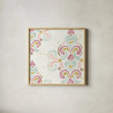 Soft Deco II by Anne Tavoletti. Shown in a natural wood glass frame for a timeless modern aesthetic. Available as an archival giclee rolled canvas, fine art paper, or poster print. SKU 33724a.
