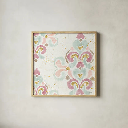 Soft Deco II by Anne Tavoletti. Shown in a natural wood glass frame for a timeless modern aesthetic. Available as an archival giclee rolled canvas, fine art paper, or poster print. SKU 33724a.