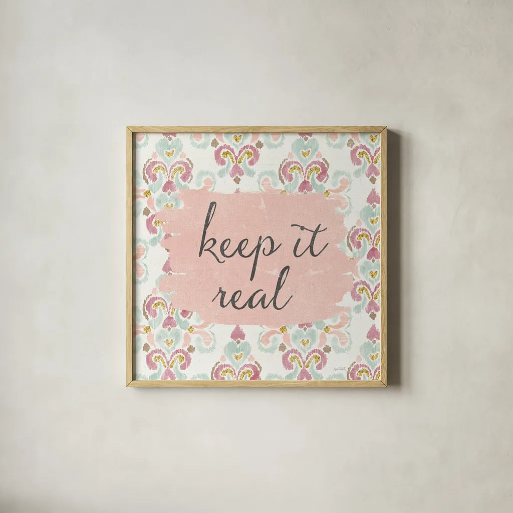 Soft Deco III by Anne Tavoletti. Shown in a natural wood glass frame for a timeless modern aesthetic. Available as an archival giclee rolled canvas, fine art paper, or poster print. SKU 33725a.