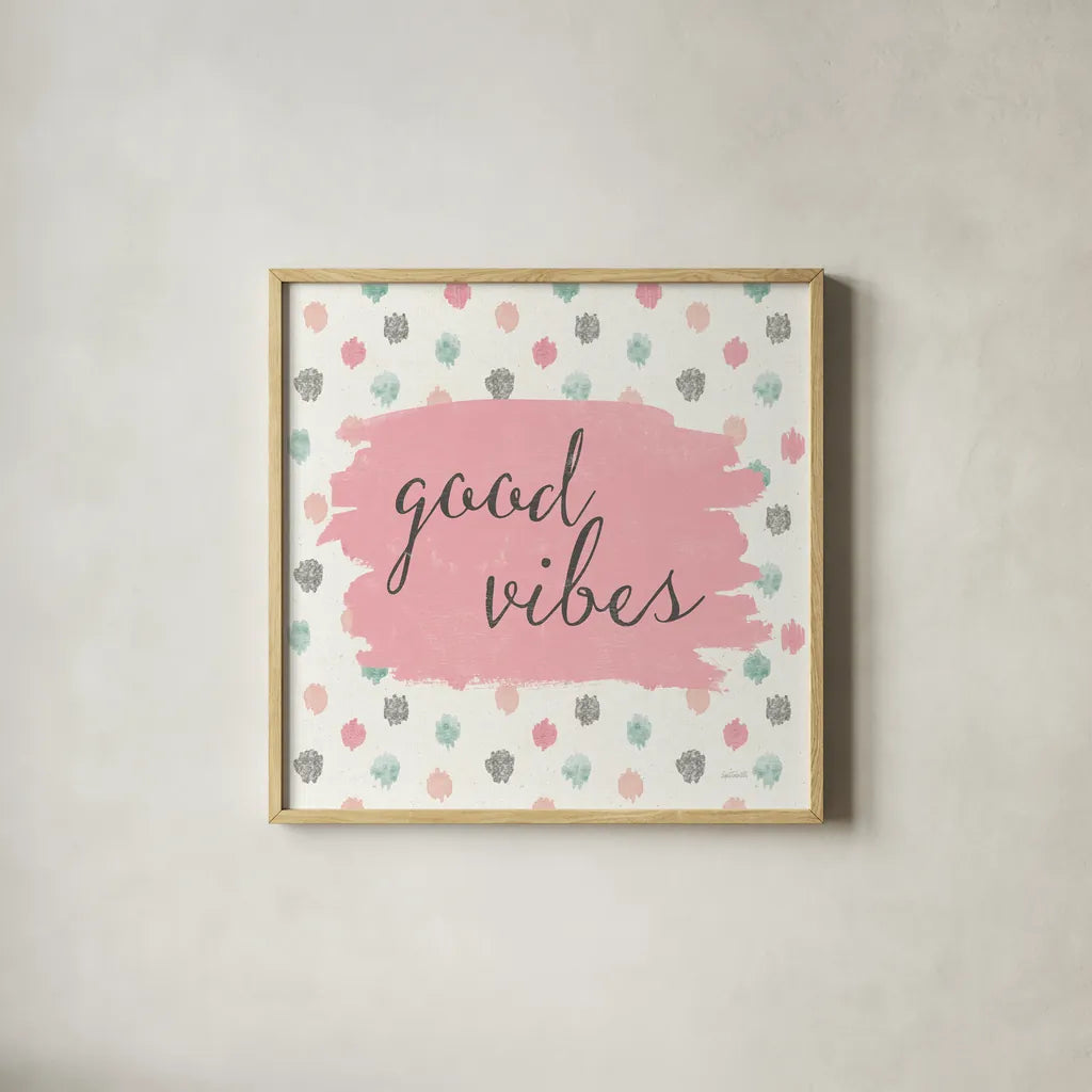 Soft Deco IV Pastel by Anne Tavoletti. Shown in a natural wood glass frame for a timeless modern aesthetic. Available as an archival giclee rolled canvas, fine art paper, or poster print. SKU 67021a.