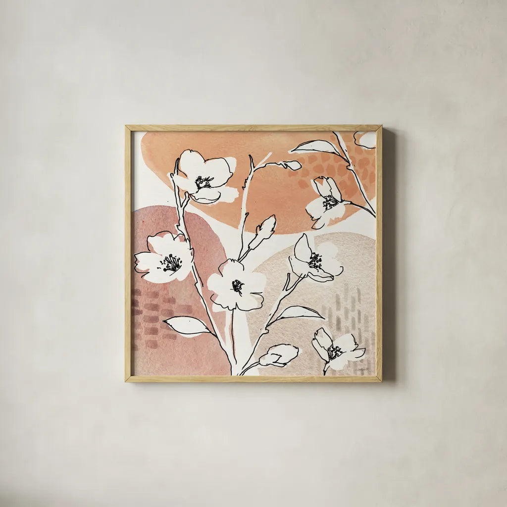 Soft Figures III by Anne Tavoletti. Shown in a natural wood glass frame for a timeless modern aesthetic. Available as an archival giclee rolled canvas, fine art paper, or poster print. SKU 65805a.