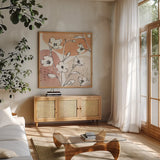Soft Figures III by Anne Tavoletti. Shown in a natural wood frame in a cozy modern living room. Available as an archival giclee rolled canvas, fine art paper, or poster print. SKU 65805a.