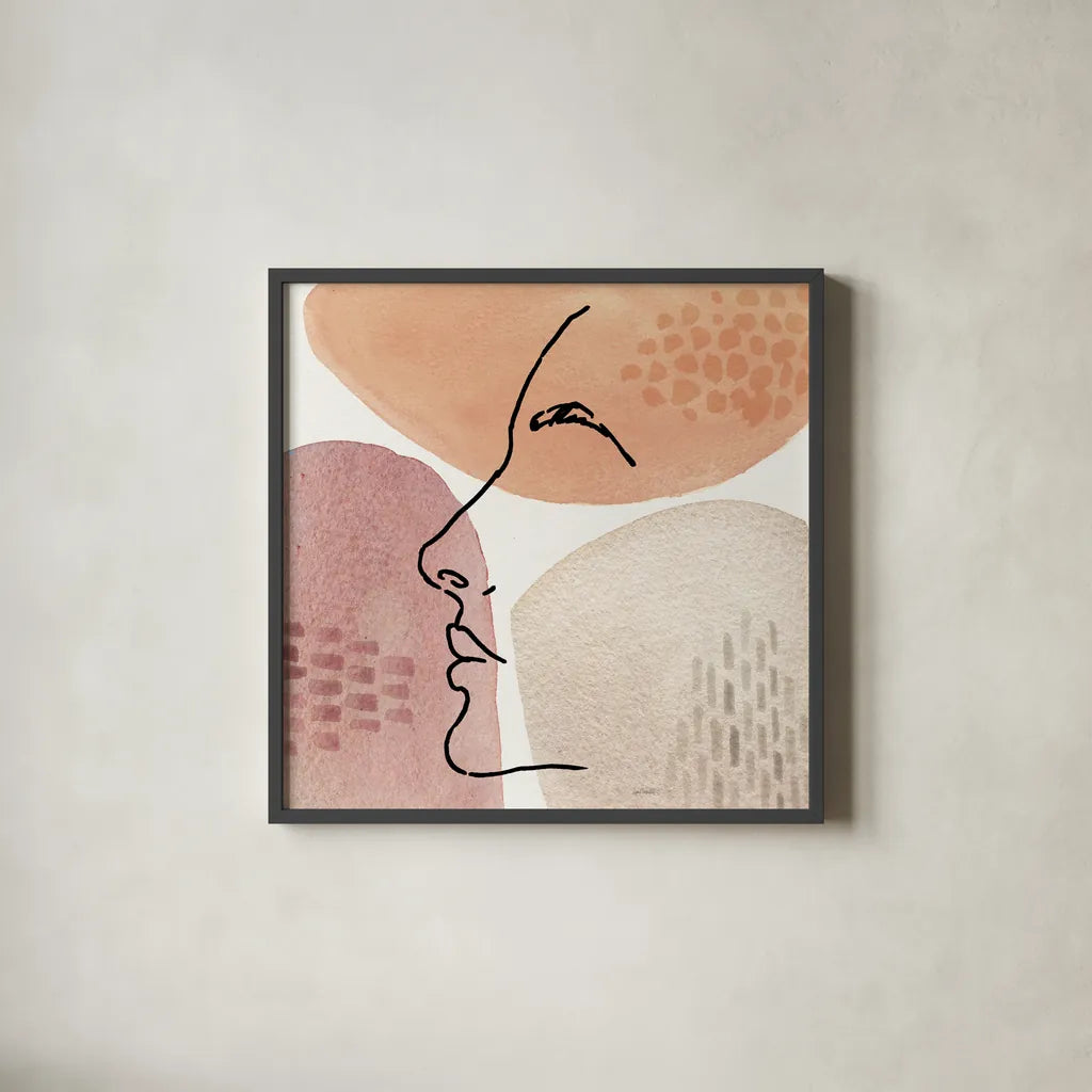 Soft Figures IX by Anne Tavoletti. Shown in a sleek black glass frame for a contemporary gallery look. Available as an archival giclee rolled canvas, fine art paper, or poster print. SKU 65811a.