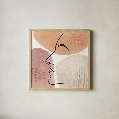 Soft Figures IX by Anne Tavoletti. Shown in a natural wood glass frame for a timeless modern aesthetic. Available as an archival giclee rolled canvas, fine art paper, or poster print. SKU 65811a.