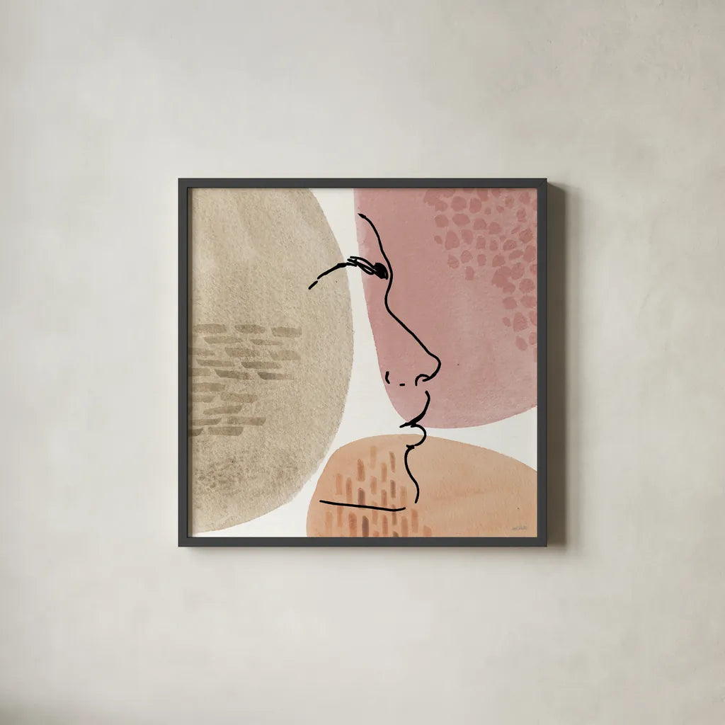 Soft Figures VIII by Anne Tavoletti. Shown in a sleek black glass frame for a contemporary gallery look. Available as an archival giclee rolled canvas, fine art paper, or poster print. SKU 65810a.
