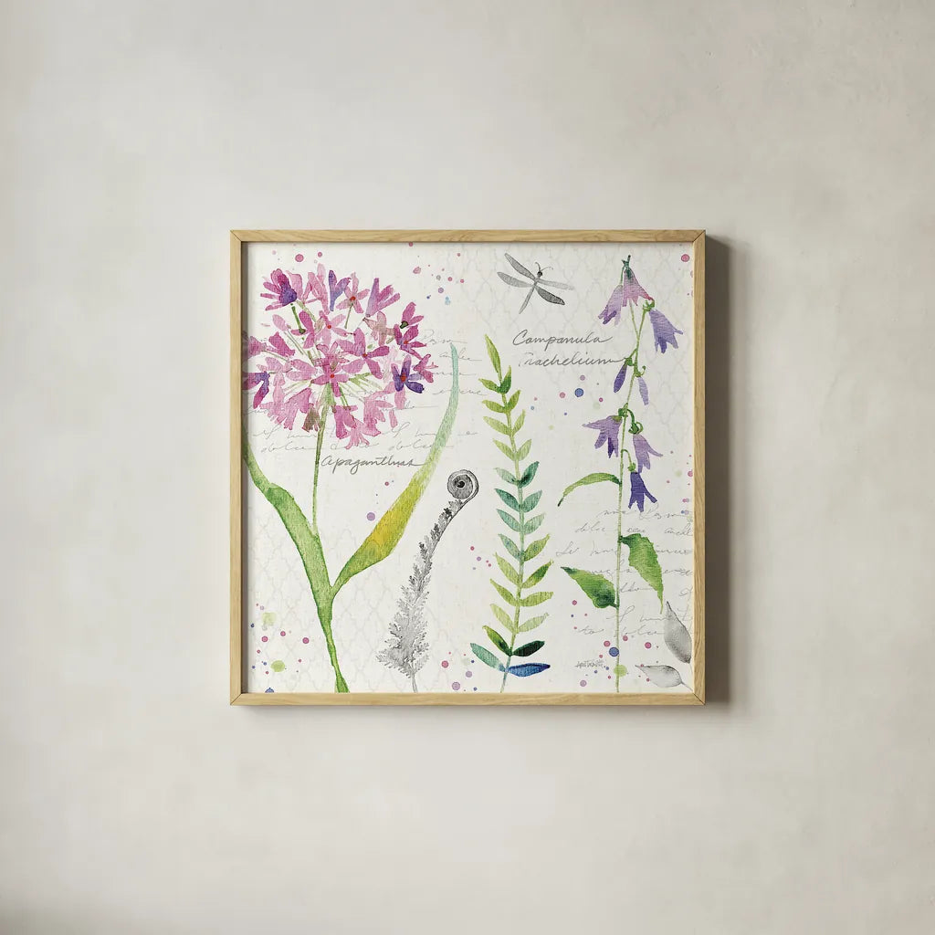Soft Nature III by Anne Tavoletti. Shown in a natural wood glass frame for a timeless modern aesthetic. Available as an archival giclee rolled canvas, fine art paper, or poster print. SKU 15009a.