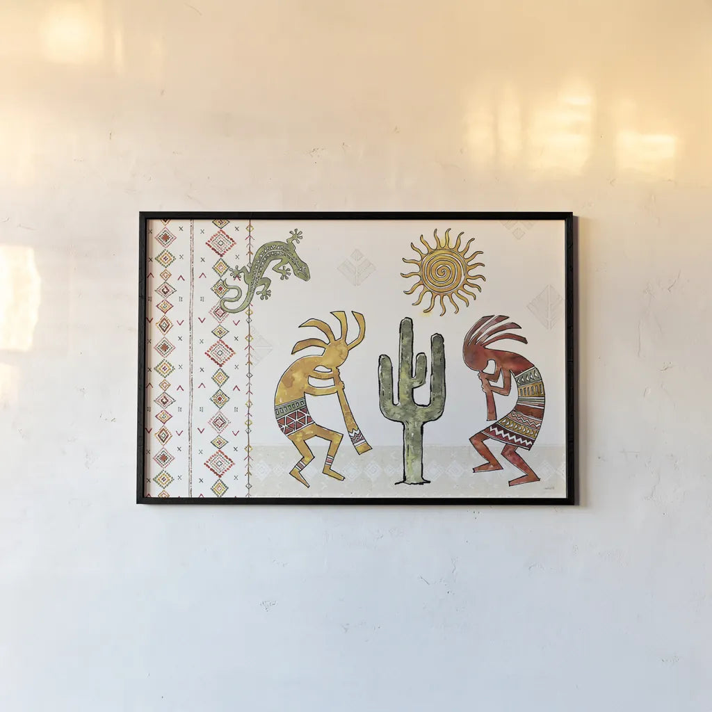 Southwest Flair I by Anne Tavoletti. shown as a paper print in a black flame. Available as a archival giclee rolled canvas, fine art paper, or poster print. SKU 70719i.