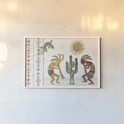 Southwest Flair I by Anne Tavoletti. shown as a paper print in a white frame. Available as a archival giclee rolled canvas, fine art paper, or poster print. SKU 70719i.