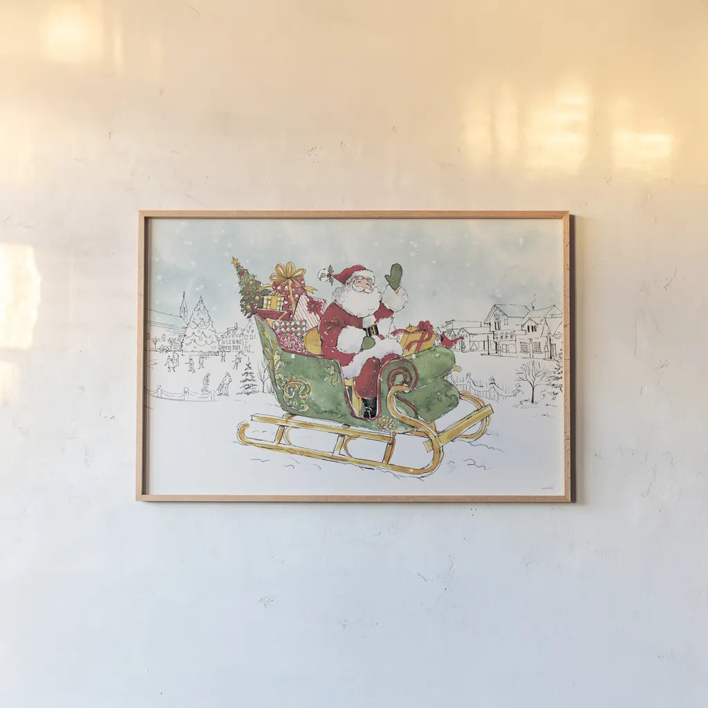 Special Delivery I Village by Anne Tavoletti. shown as a paper print in a natural frame. Available as a archival giclee rolled canvas, fine art paper, or poster print. SKU 87367i.