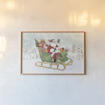 Special Delivery I Village by Anne Tavoletti. shown as a paper print in a natural frame. Available as a archival giclee rolled canvas, fine art paper, or poster print. SKU 87367i.