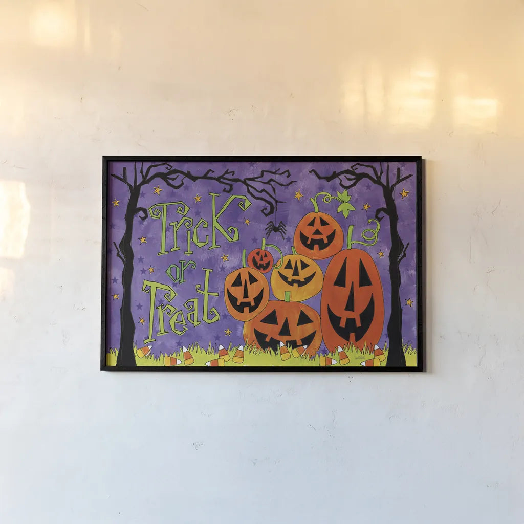Spooky Fun I by Anne Tavoletti. shown as a paper print in a black flame. Available as a archival giclee rolled canvas, fine art paper, or poster print. SKU 48869i.