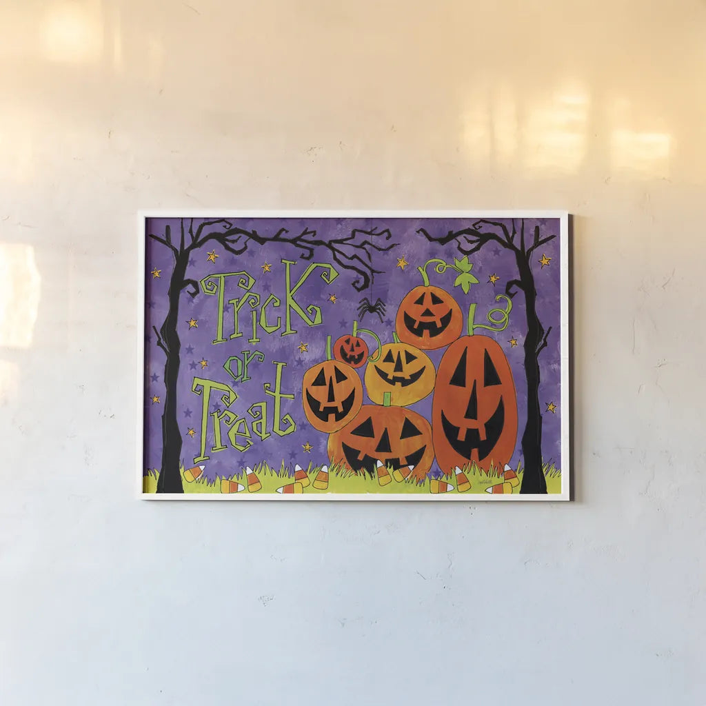 Spooky Fun I by Anne Tavoletti. shown as a paper print in a white frame. Available as a archival giclee rolled canvas, fine art paper, or poster print. SKU 48869i.