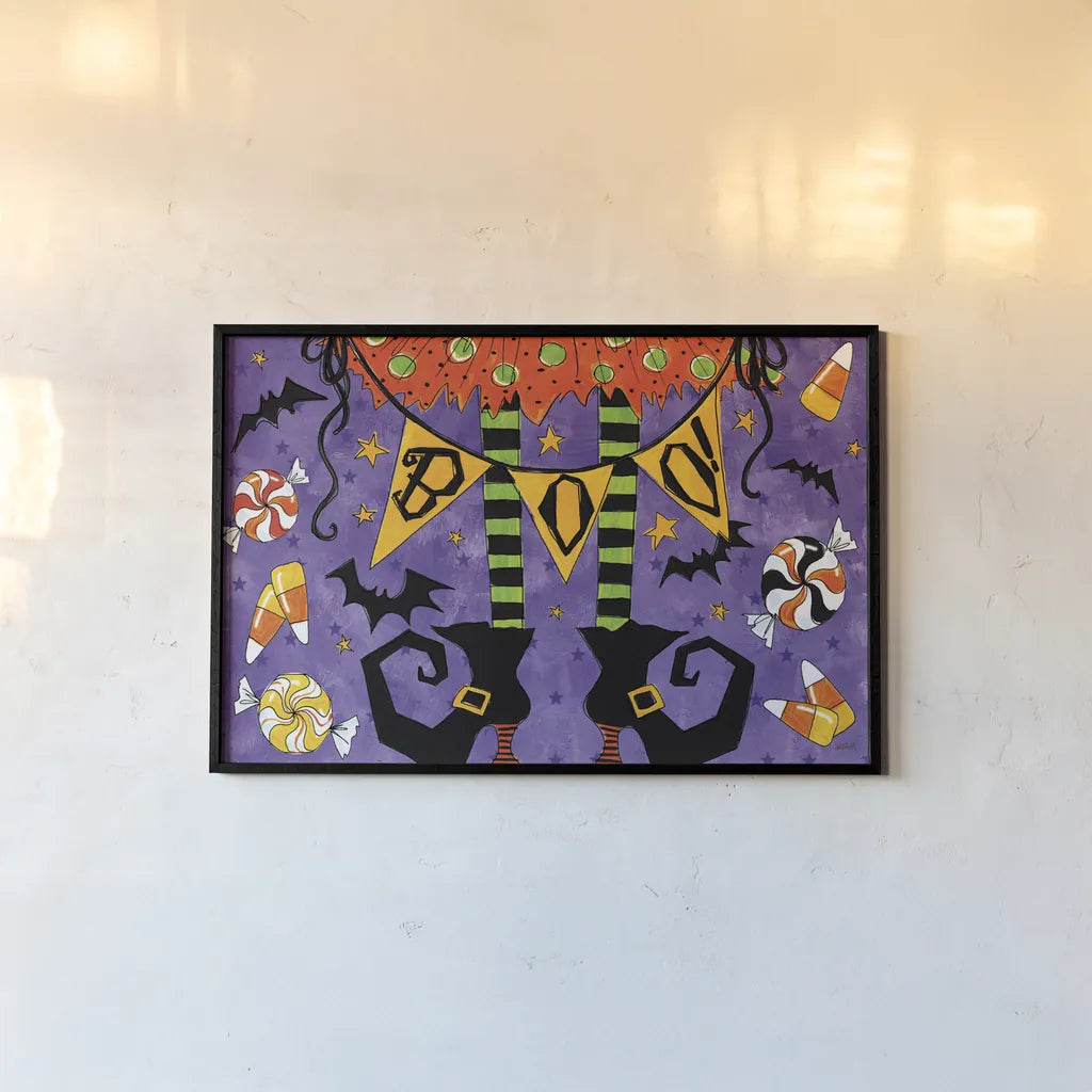 Spooky Fun III by Anne Tavoletti. shown as a paper print in a black flame. Available as a archival giclee rolled canvas, fine art paper, or poster print. SKU 48871i.