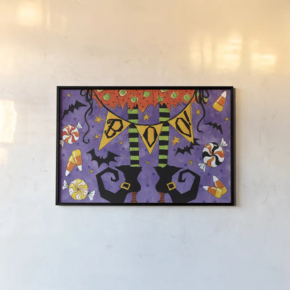 Spooky Fun III by Anne Tavoletti. shown as a paper print in a black flame. Available as a archival giclee rolled canvas, fine art paper, or poster print. SKU 48871i.