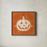 Spooky Silhouettes I by Anne Tavoletti. Shown in a sleek black glass frame for a contemporary gallery look. Available as an archival giclee rolled canvas, fine art paper, or poster print. SKU 96488a.