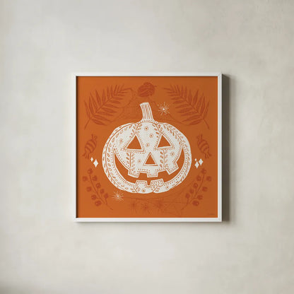 Spooky Silhouettes I by Anne Tavoletti. Shown in a crisp white glass frame for a clean and minimalist style. Available as an archival giclee rolled canvas, fine art paper, or poster print. SKU 96488a.