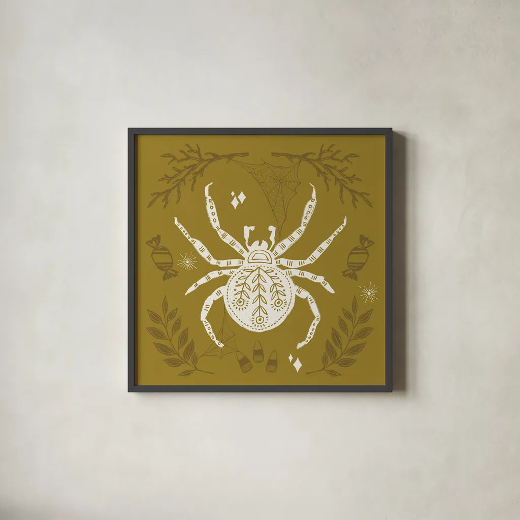 Spooky Silhouettes II by Anne Tavoletti. Shown in a sleek black glass frame for a contemporary gallery look. Available as an archival giclee rolled canvas, fine art paper, or poster print. SKU 96490a.