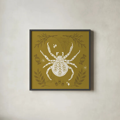 Spooky Silhouettes II by Anne Tavoletti. Shown in a sleek black glass frame for a contemporary gallery look. Available as an archival giclee rolled canvas, fine art paper, or poster print. SKU 96490a.