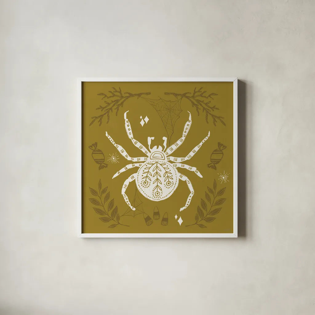 Spooky Silhouettes II by Anne Tavoletti. Shown in a crisp white glass frame for a clean and minimalist style. Available as an archival giclee rolled canvas, fine art paper, or poster print. SKU 96490a.