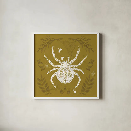 Spooky Silhouettes II by Anne Tavoletti. Shown in a crisp white glass frame for a clean and minimalist style. Available as an archival giclee rolled canvas, fine art paper, or poster print. SKU 96490a.