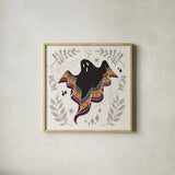 Spooky Silhouettes III Color by Anne Tavoletti. Shown in a natural wood glass frame for a timeless modern aesthetic. Available as an archival giclee rolled canvas, fine art paper, or poster print. SKU 96493a.