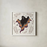 Spooky Silhouettes III Color by Anne Tavoletti. Shown in a crisp white glass frame for a clean and minimalist style. Available as an archival giclee rolled canvas, fine art paper, or poster print. SKU 96493a.