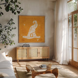 Spooky Silhouettes IV by Anne Tavoletti. Shown in a natural wood frame in a cozy modern living room. Available as an archival giclee rolled canvas, fine art paper, or poster print. SKU 96494a.